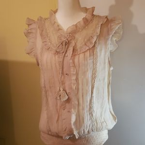 Womans tan XL sleeveless Dress shirt